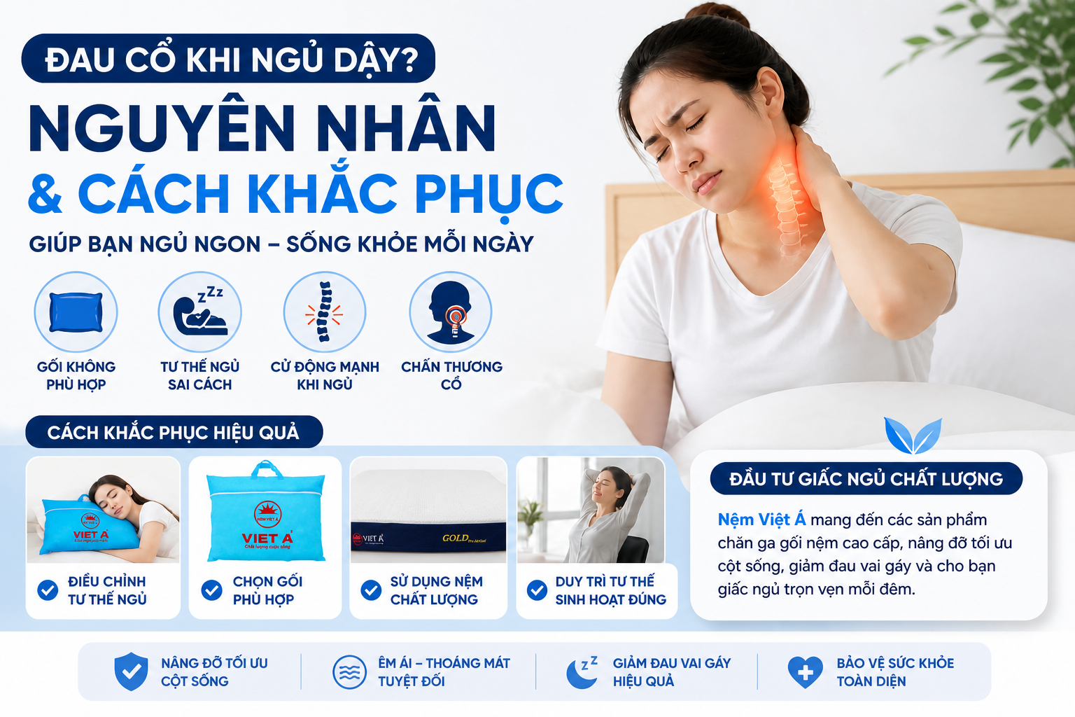 Đau cổ khi ngủ dậy