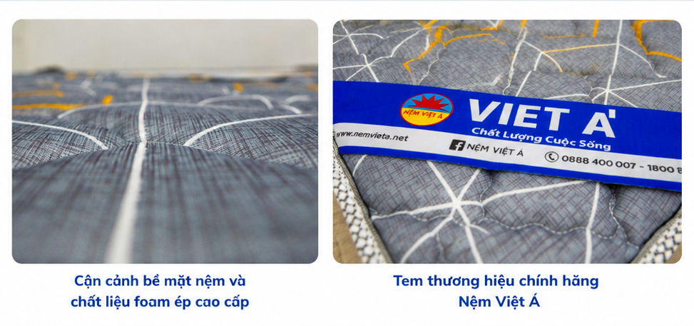 Cận cảnh bề mặt Nệm Ép Dẻo Cứng Việt Á
