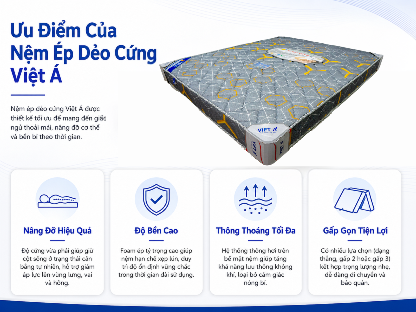Thiết kế nệm thẳng nguyên tấm sang trọng